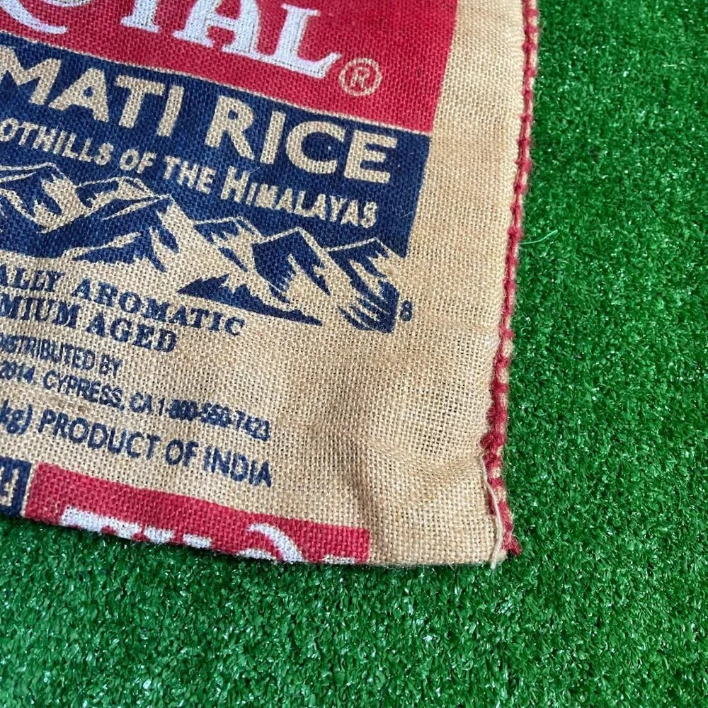 Lot of 2 Royal Basmati Jute Burlap Zipper Reusable Bag Handcrafted in India OS